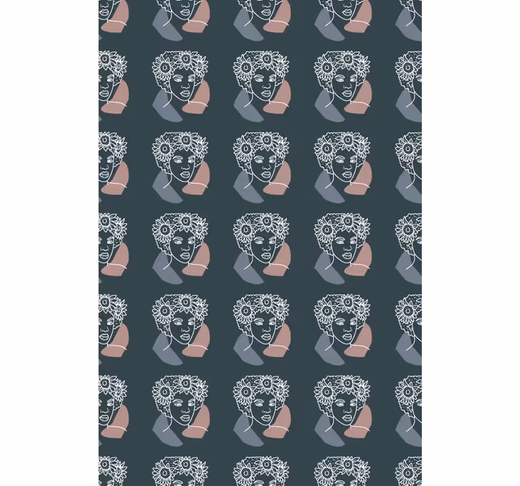 Papel de parede flores girassol minimalista com mulher - TenStickers
