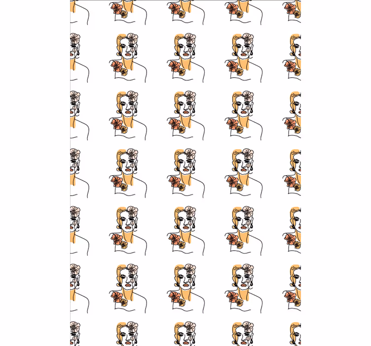 Papel de parede floral rosto minimalista com orquídeas - TenStickers