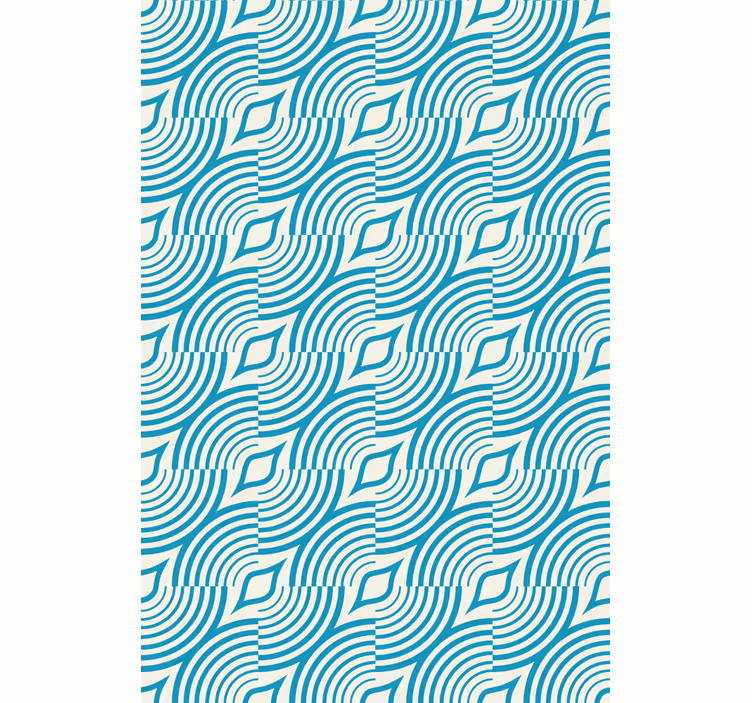 Papel de parede floral com padrão de linhas azuis - TenStickers
