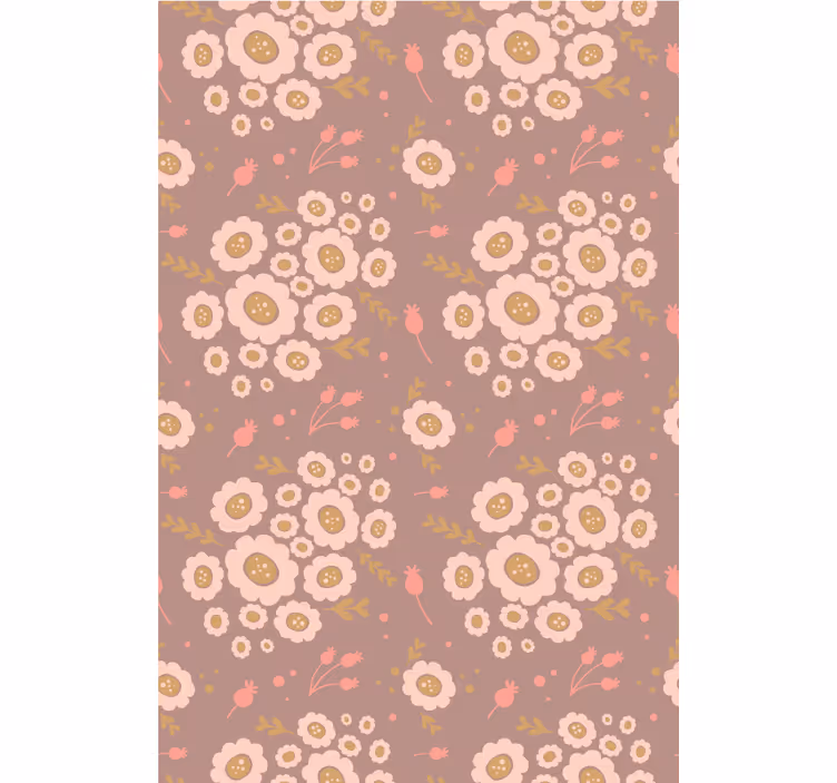 Papel de parede floral com padrão de arte popular em pastel - TenStickers