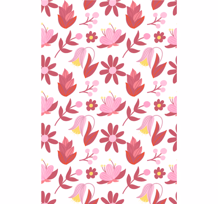 Papel de parede floral arte folclórica polonesa com vermelho - TenStickers
