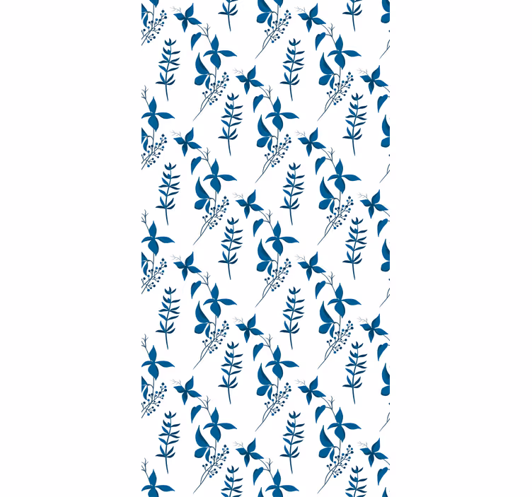 Papel de parede floral com padrão de flores azuis - TenStickers