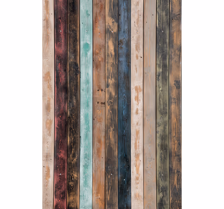 Papel de parede quarto de casal tábuas rústicas coloridas - TenStickers