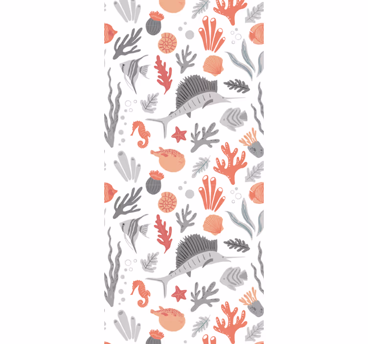 Papel de parede para quarto ilustração de vida marinha - TenStickers