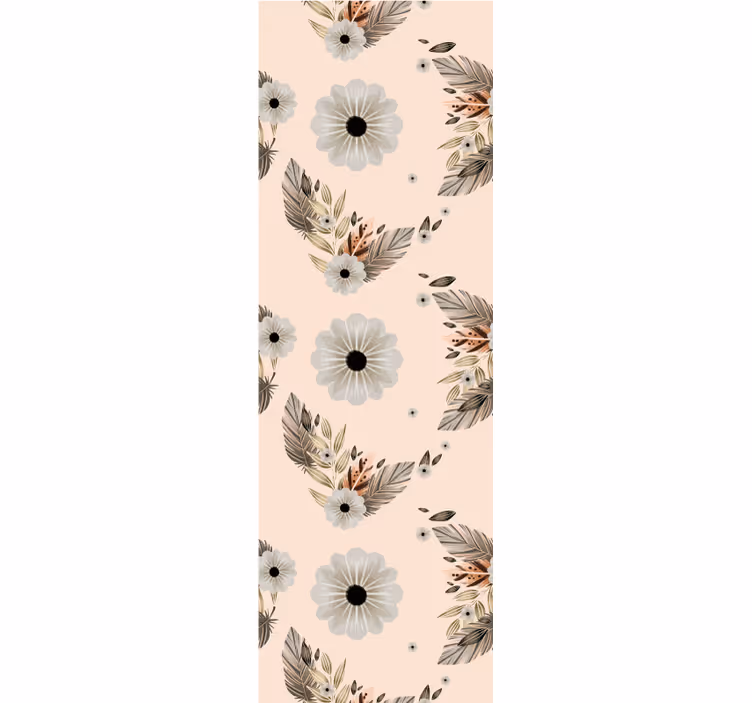 Papel de parede para quarto flores pastéis rosa e preto - TenStickers