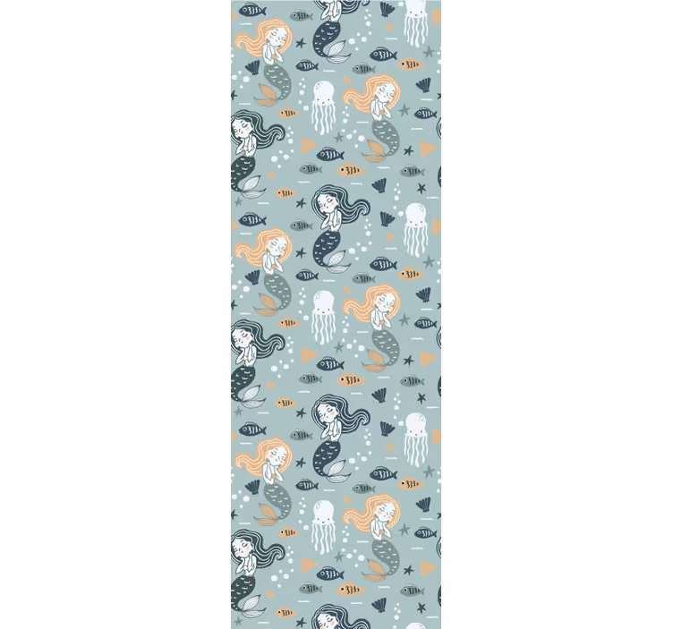 Papel de parede para quarto padrão sereia mágica azul - TenStickers