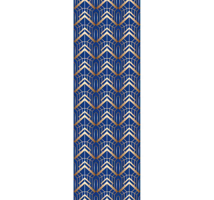 Papel de parede para quarto padrão deco azul e dourado - TenStickers