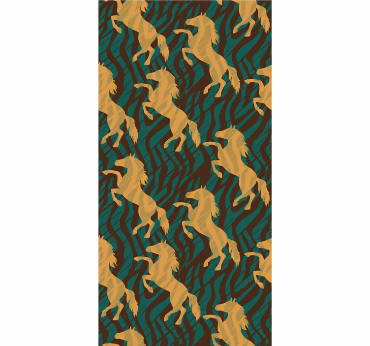 Papel de parede para quarto cavalo verde e marrom africano - TenStickers