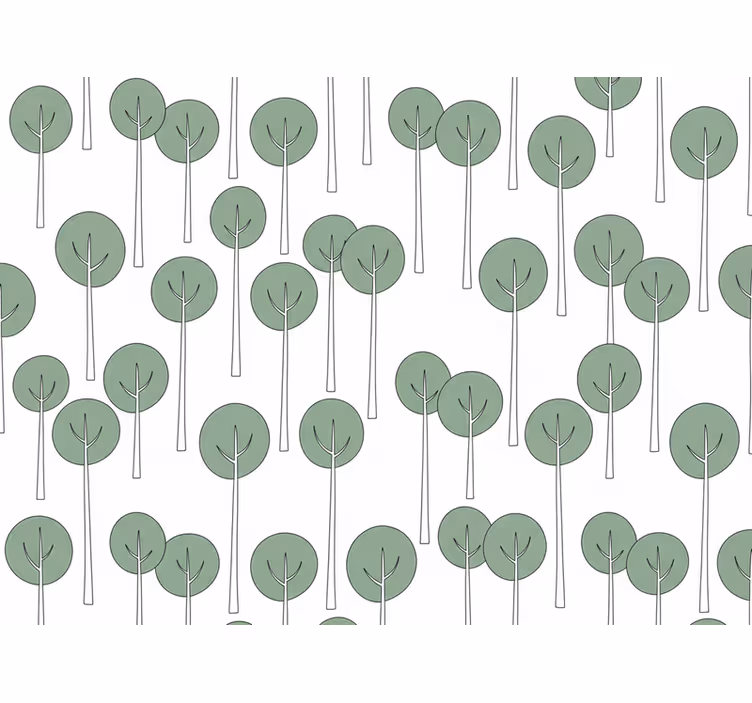 Papel de parede flores padrão de árvore minimalista - TenStickers