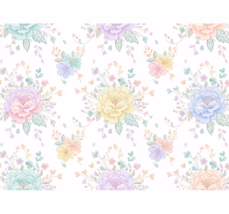Papel de parede roxo floral para quarto de bebê - TenStickers