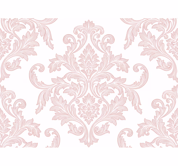 Papel de parede barroco com padrão damasco blush - TenStickers