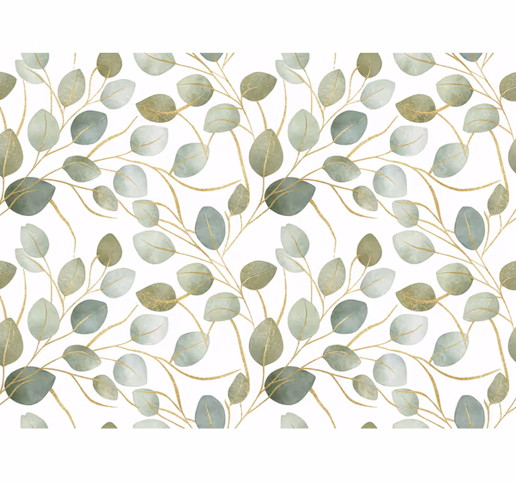Papel de parede folhas eucalipto brilho dourado - TenStickers