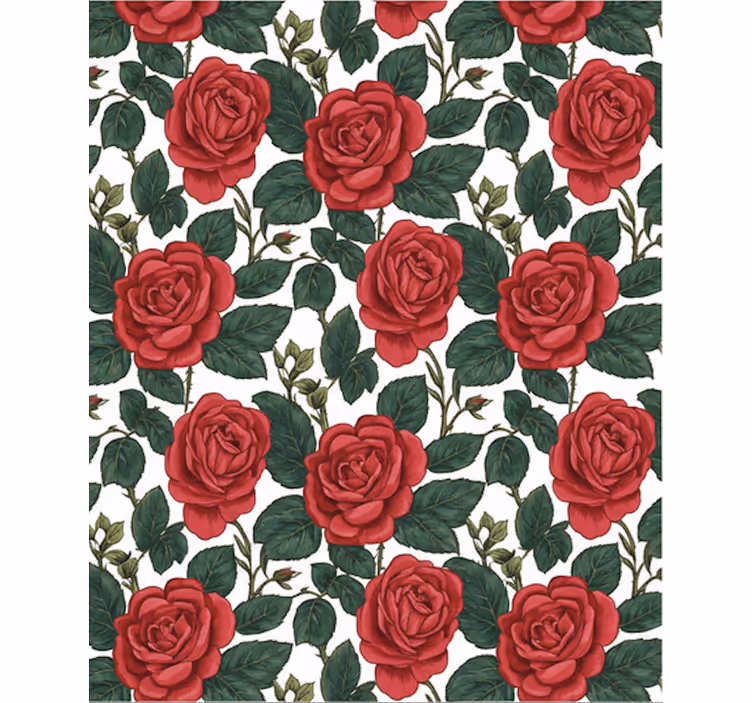 Papel de parede flores óptica de rosas vermelhas - TenStickers