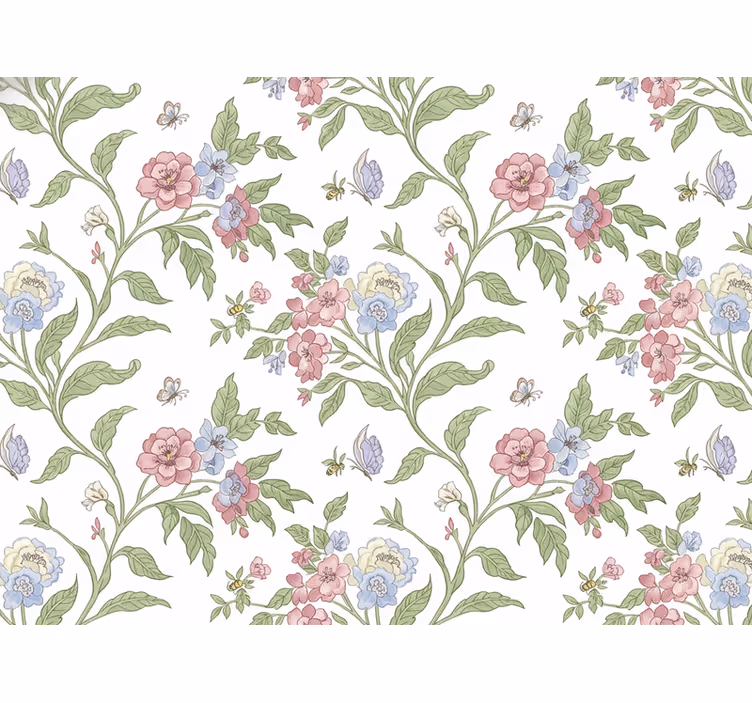Papel de parede flores casa de campo clara - TenStickers
