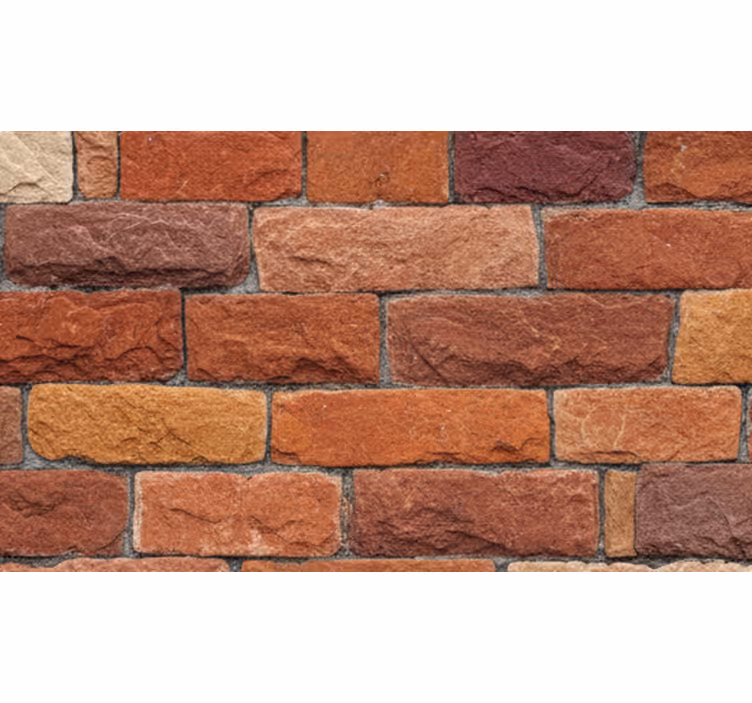 Papel de parede pedra tijolos de pedra laranja vermelha - TenStickers