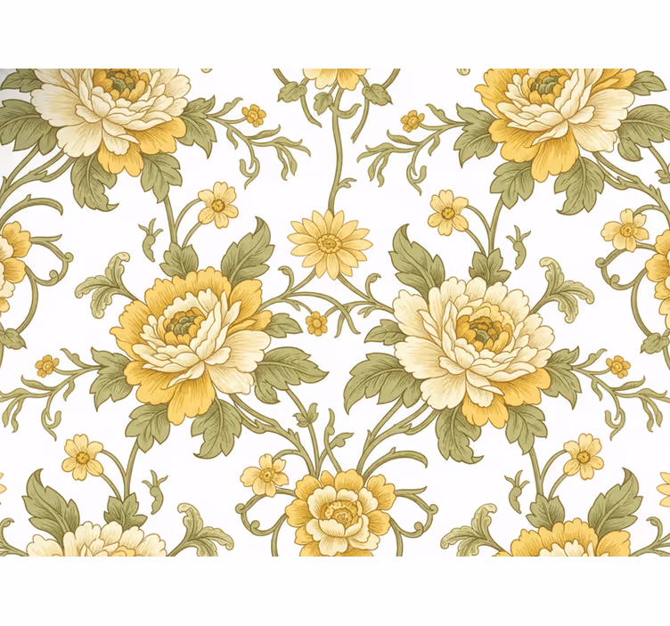 Papel de parede clássico com flores amarelas vintage - TenStickers