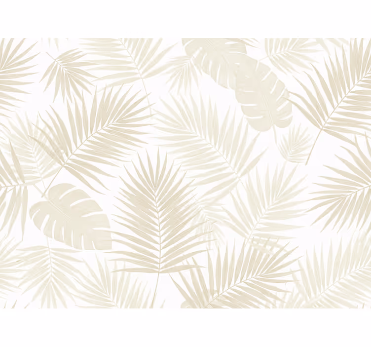 Papel de parede flores folhas de palmeira creme - TenStickers