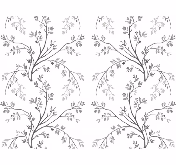 Papel de parede flores ramos cinzas suaves - TenStickers