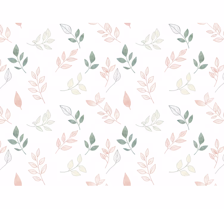 Papel de parede flores folhas leves em cores suaves - TenStickers