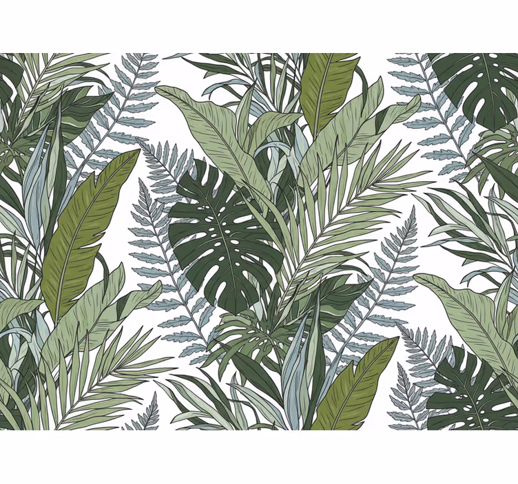 Papel de parede flores sinfonia de folhas exóticas - TenStickers