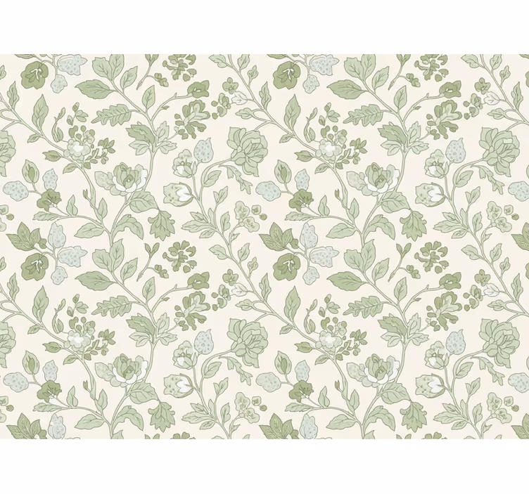 Papel de parede pedra creme floral verde - TenStickers