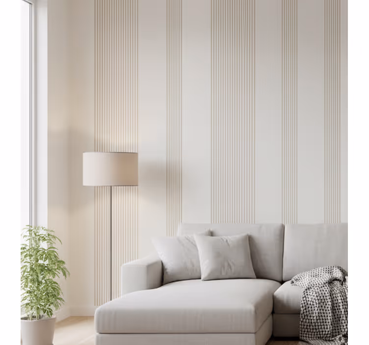 Papel de parede vertical envoltório linear minimalista creme - TenStickers