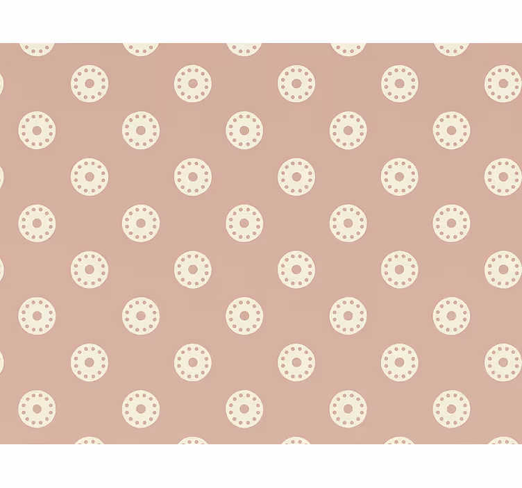 Papel de parede círculos e bolinhas medalhões rosa antigo - TenStickers
