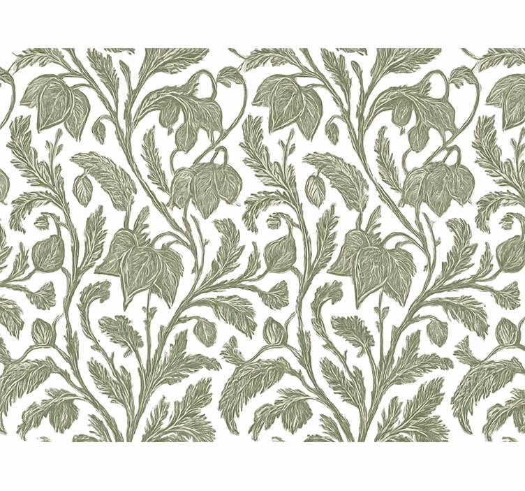 Papel de parede flores palmas exóticas verde lamacento - TenStickers
