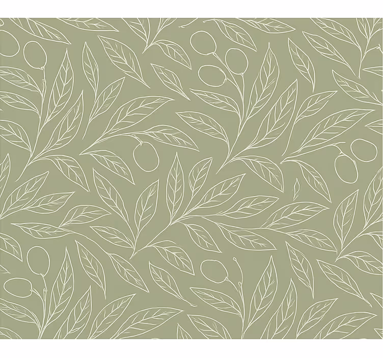 Papel de parede folhas ramos de oliveira verde sujo - TenStickers