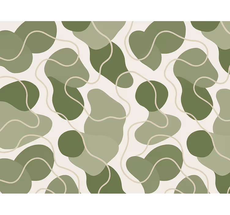 Papel de parede abstracto fluxo orgânico verde sujo - TenStickers