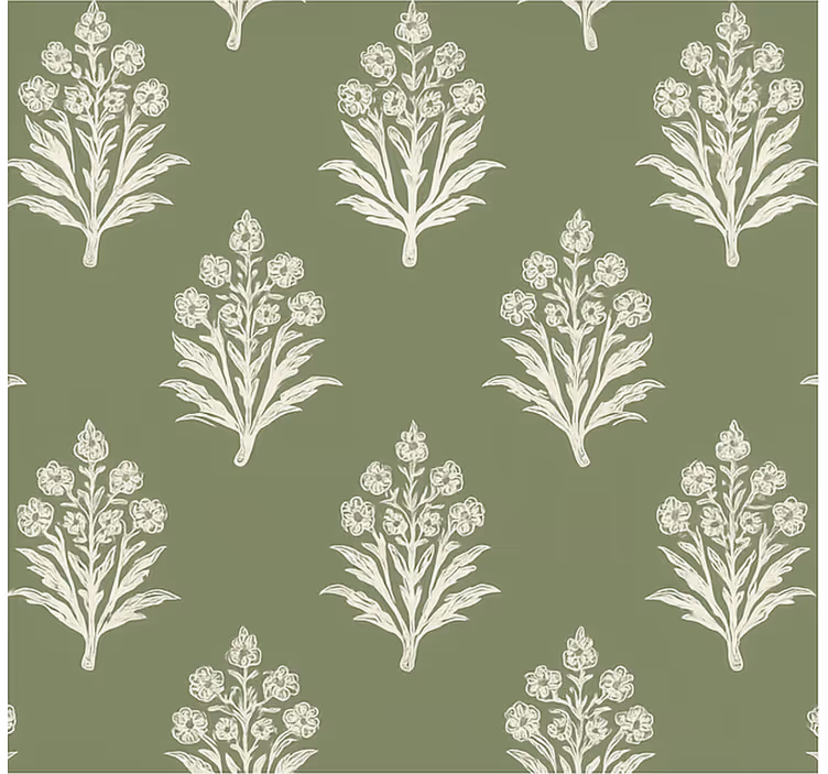 Papel de parede flores estampa floral verde musgo - TenStickers