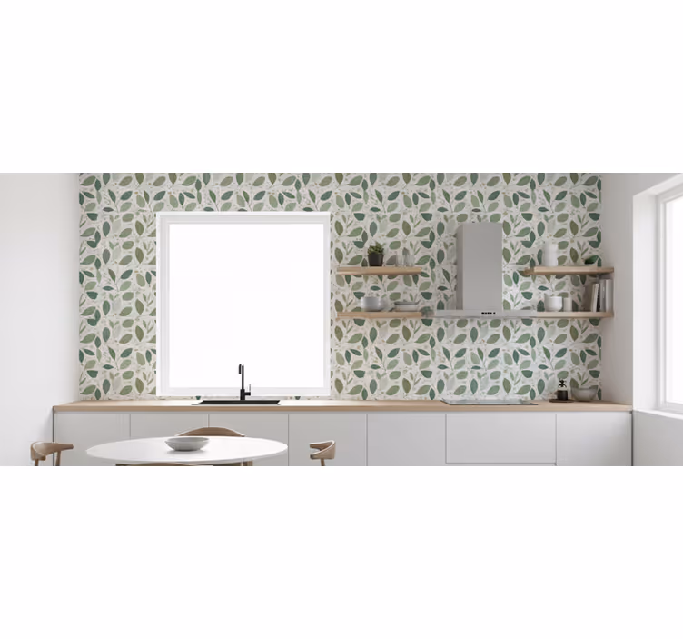 Papel de parede folhas padrão de folhas simples - TenStickers