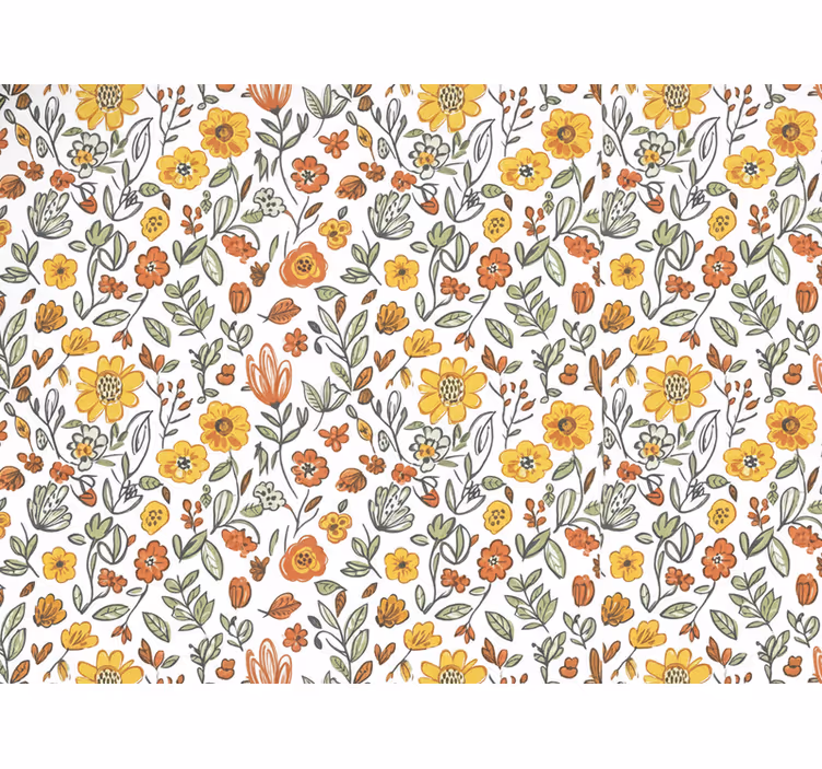 Papel de parede flores jardim rústico amarelo - TenStickers