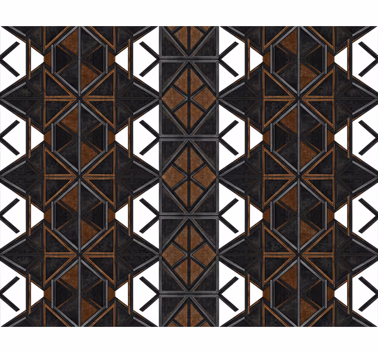 Papel de parede industrial geométrico preto e marrom - TenStickers