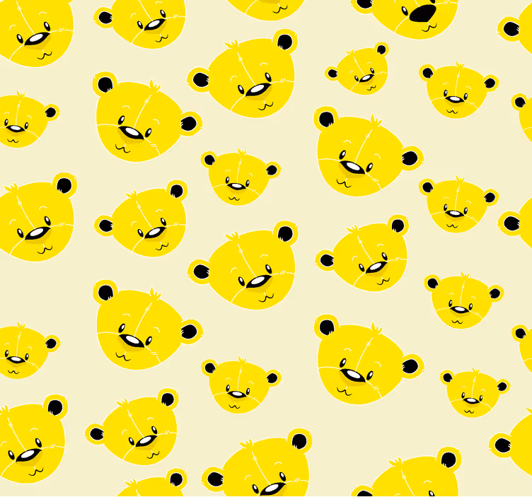 Papel de parede amarelo com padrão de ursinhos - TenStickers