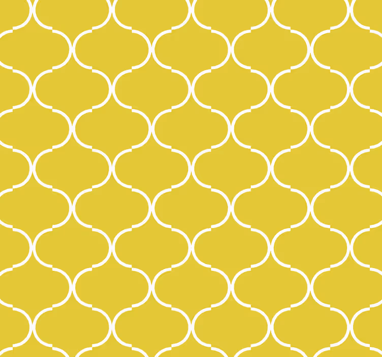 Papel de parede amarelo com padrão de linhas geométricas - TenStickers