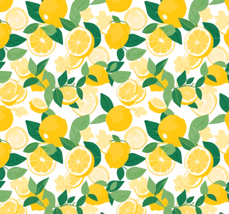 Papel de parede amarelo com padrão de fatias de limão - TenStickers