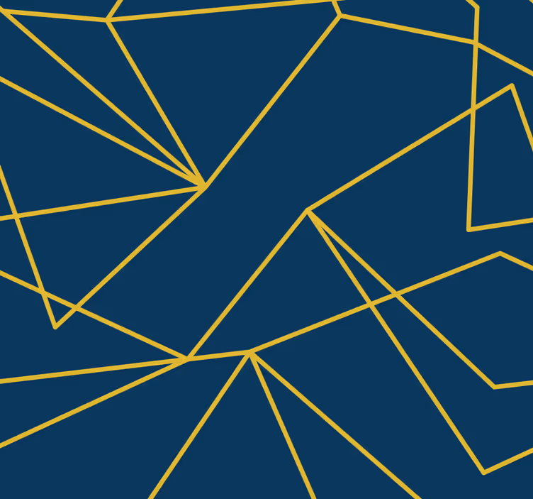 Papel de parede azul com linhas geométricas douradas - TenStickers