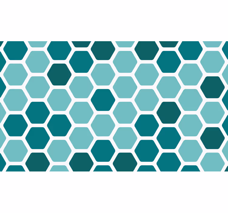 Papel de parede azul com padrão de hexágonos turquesa - TenStickers