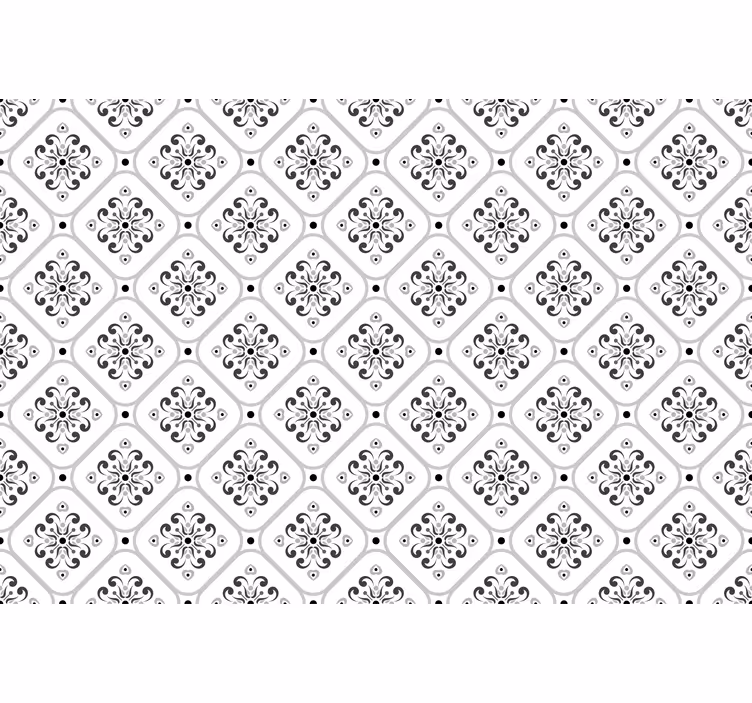 Papel parede branco com padrão mosaico cinza clássico - TenStickers