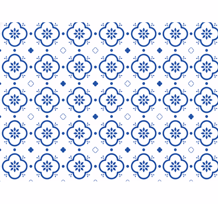 Papel parede branco azulejos azuis - TenStickers