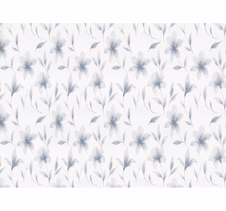 Papel parede branco com flores de lírios aquarelados - TenStickers