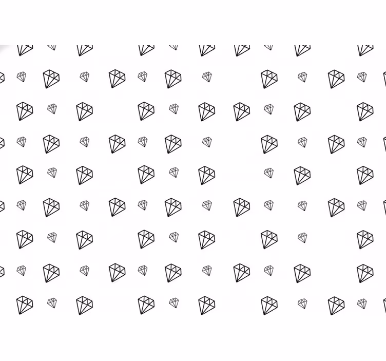 Papel parede branco padrão de diamantes negros - TenStickers