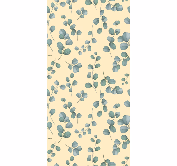 Papel de parede bege padrão de folhas de eucalipto - TenStickers