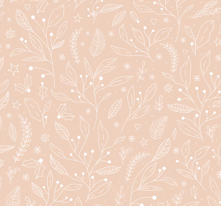 Papel de parede beje plantas de natal - TenStickers