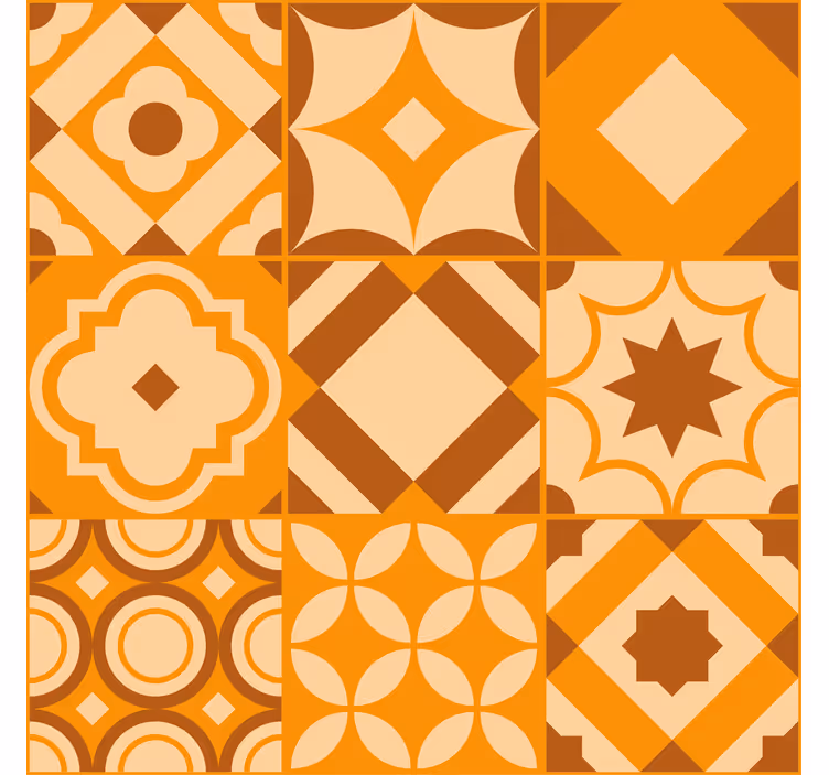 Papel de parede cor de laranja com azulejos rústicos - TenStickers