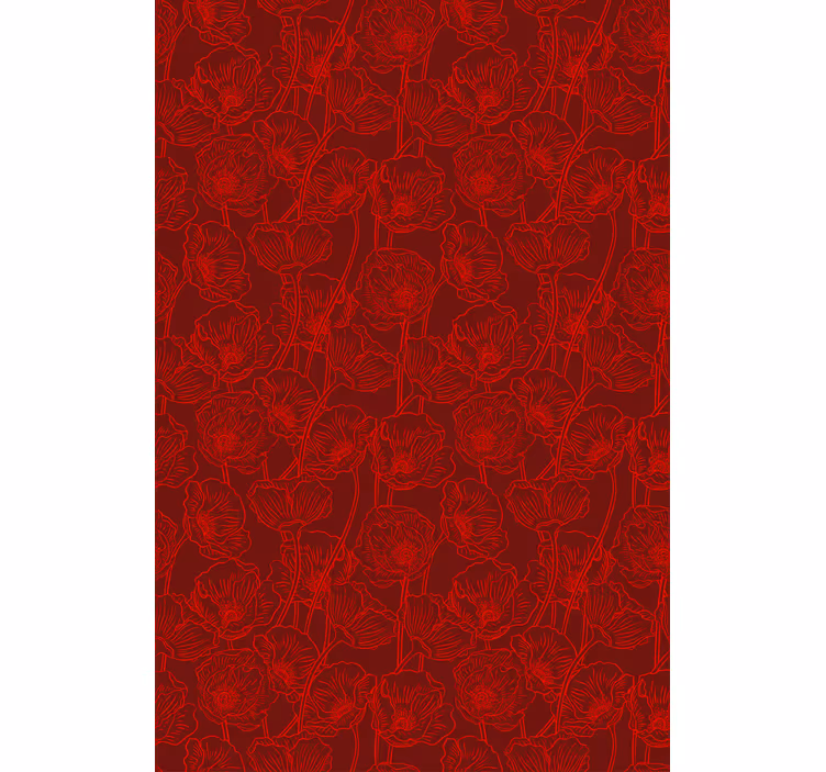 Papel de parede vermelho com papoulas artísticas - TenStickers
