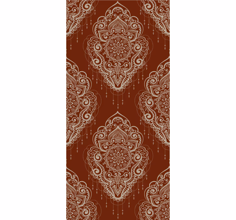 Papel de parede vermelho ornamento mehndi elegante - TenStickers