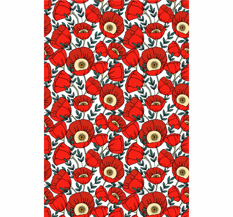 Papel de parede vermelho com papoulas vermelhas clássicas - TenStickers