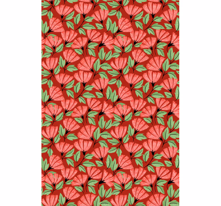 Papel de parede vermelho padrão vintage - TenStickers
